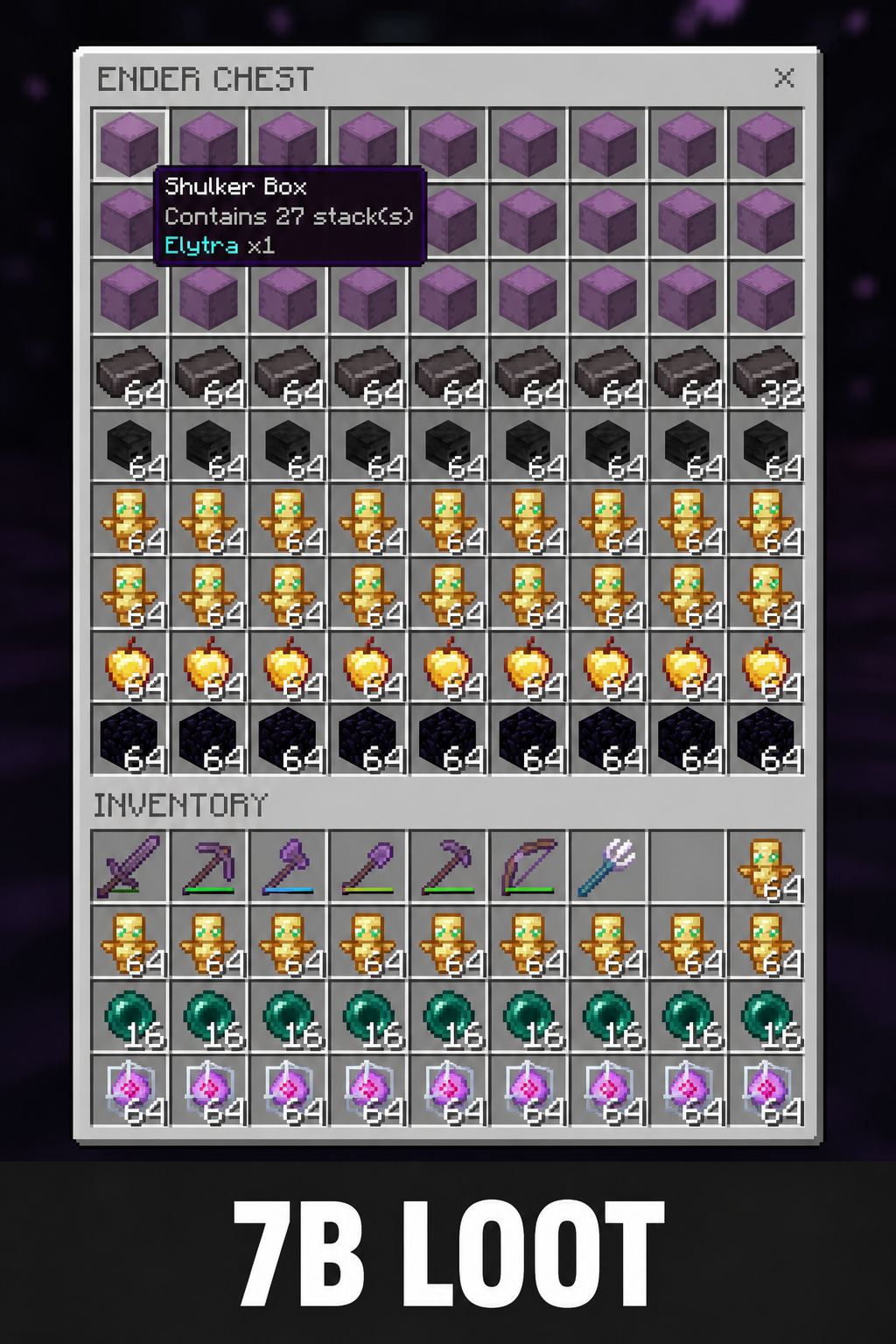 Packed ender chest of DonutSMP loot from farms and markets