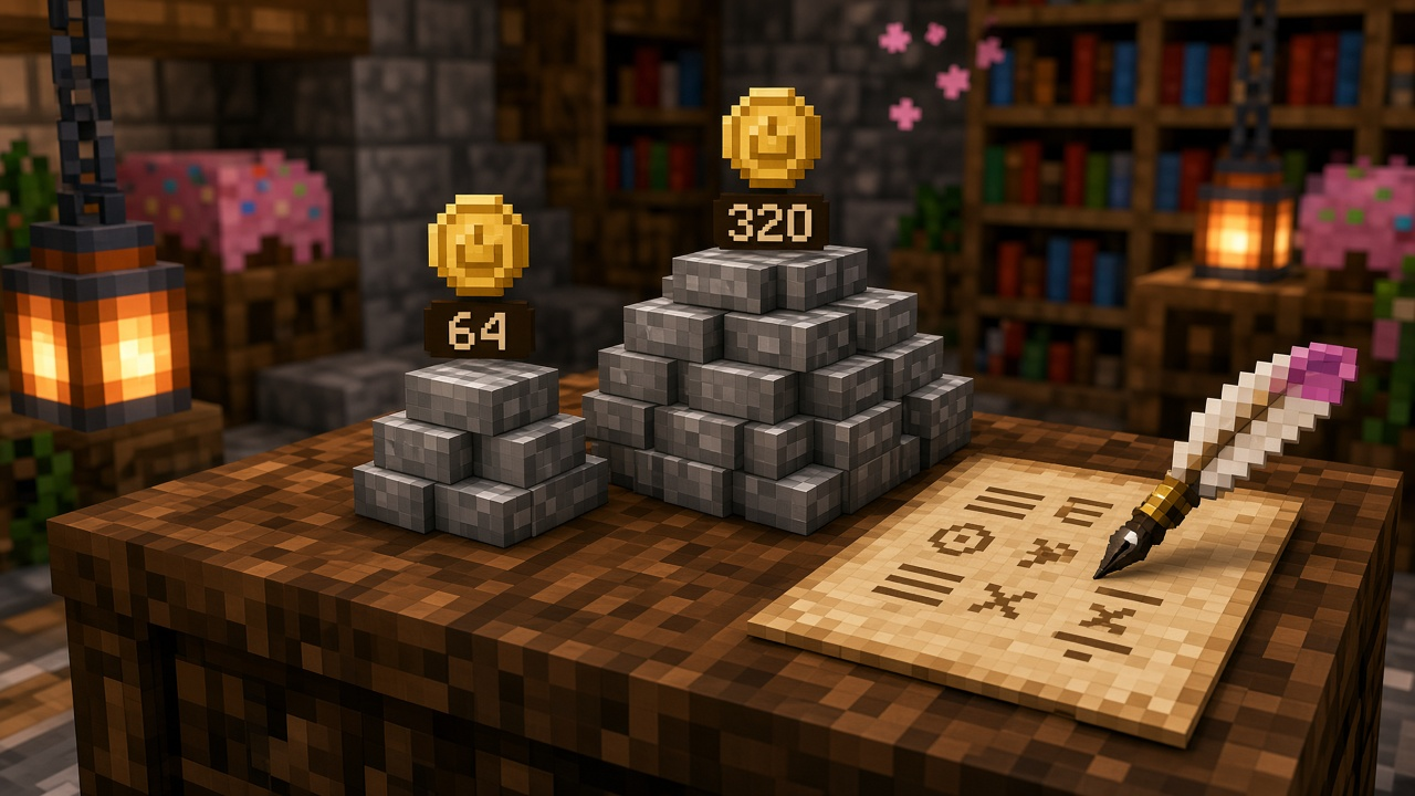 Comparing a 64 stack and a 320 pile by price per item